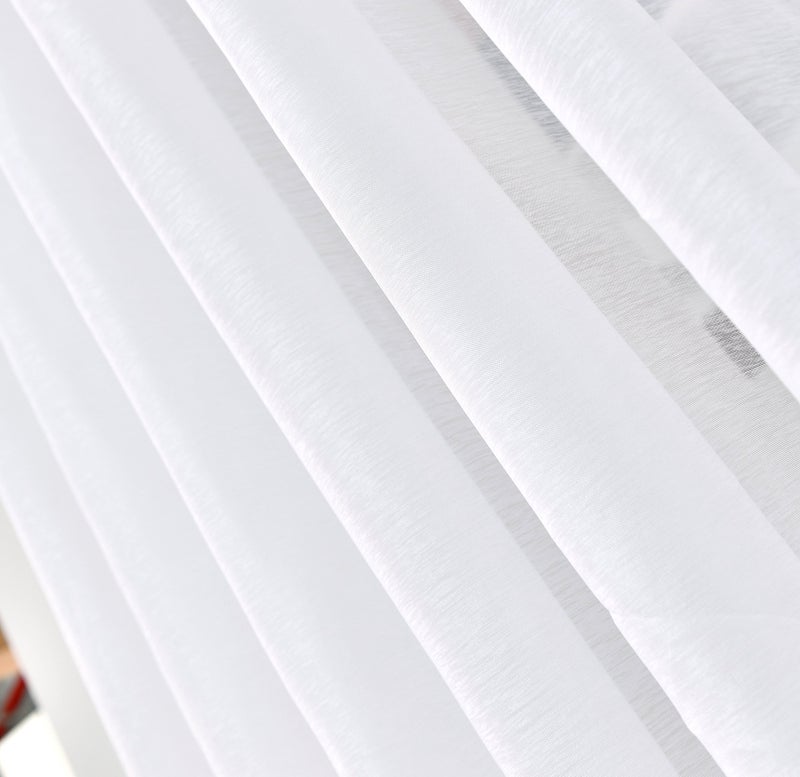 LinenZone Sheer White Curtains. Faux Linen Sheer Curtains. 2 Sheer Curtain Panels in Package. Elegant 96 Inch Curtains for Living Room, Bedroom, Kitchen, Nursery. (Karina 54 x 96, White) - Image 4